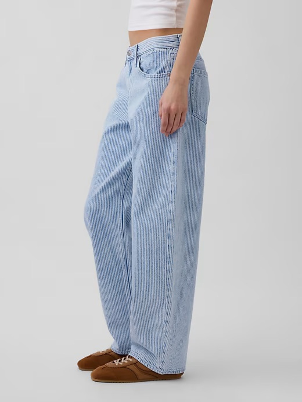 GAP pinstripe Low Rise UltraSoft Barrel Jeans womens 29P/8P